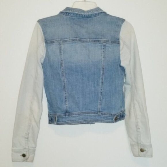 Vintage Looking Jean Jacket Rubbish 2 Tone Cotton Denim WOMEN'S WOMAN'S Medium - Picture 3 of 7